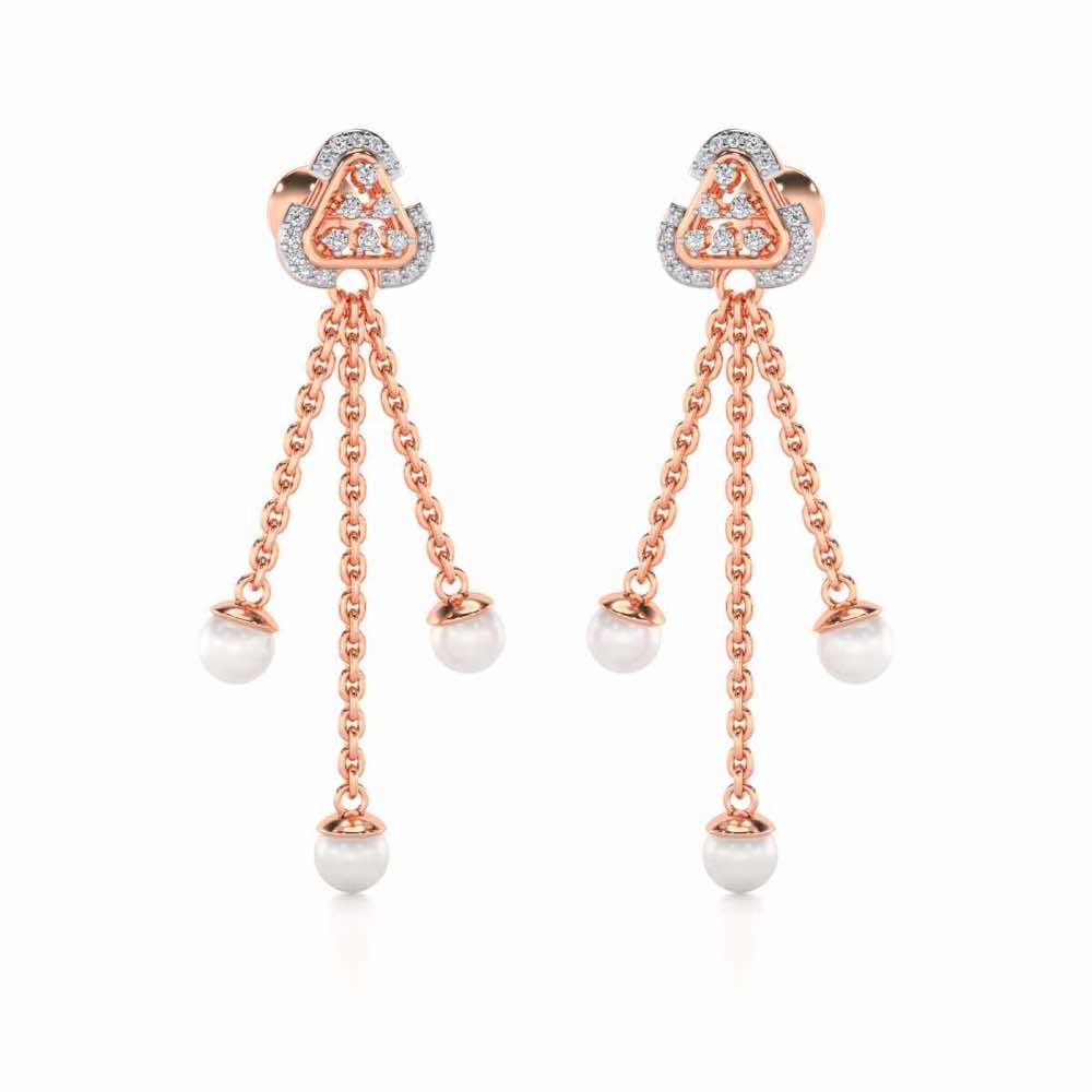 Binge Silver Dangler Earrings - Rose Gold - Image 2
