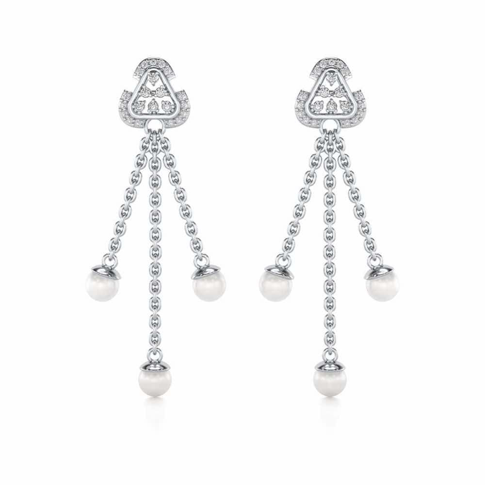 Binge Silver Dangler Earrings - White Gold - Image 1