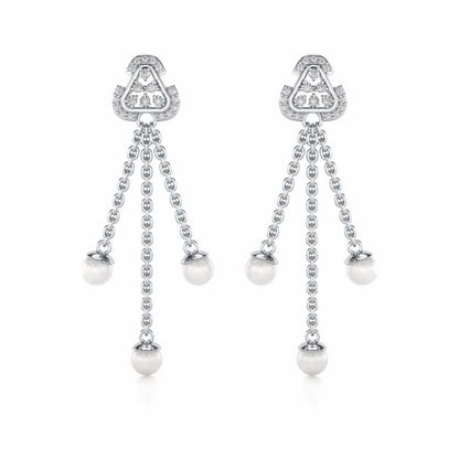 Binge Silver Dangler Earrings - White Gold - Image 1