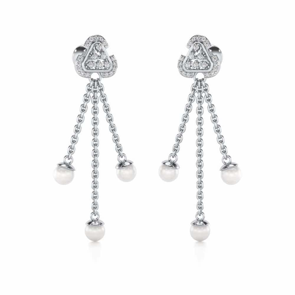 Binge Silver Dangler Earrings - White Gold - Image 2