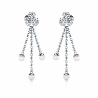 Binge Silver Dangler Earrings - White Gold - Image 2