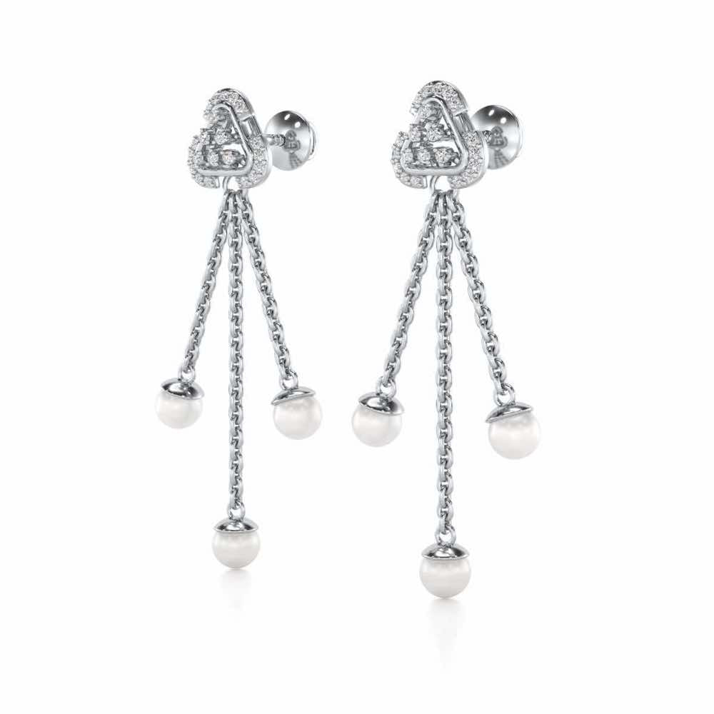 Binge Silver Dangler Earrings - White Gold - Image 3