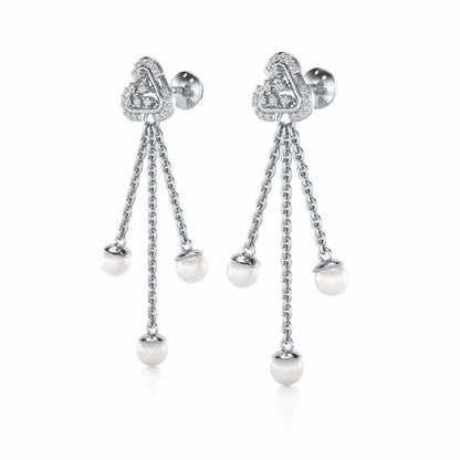 Binge Silver Dangler Earrings - White Gold - Image 3