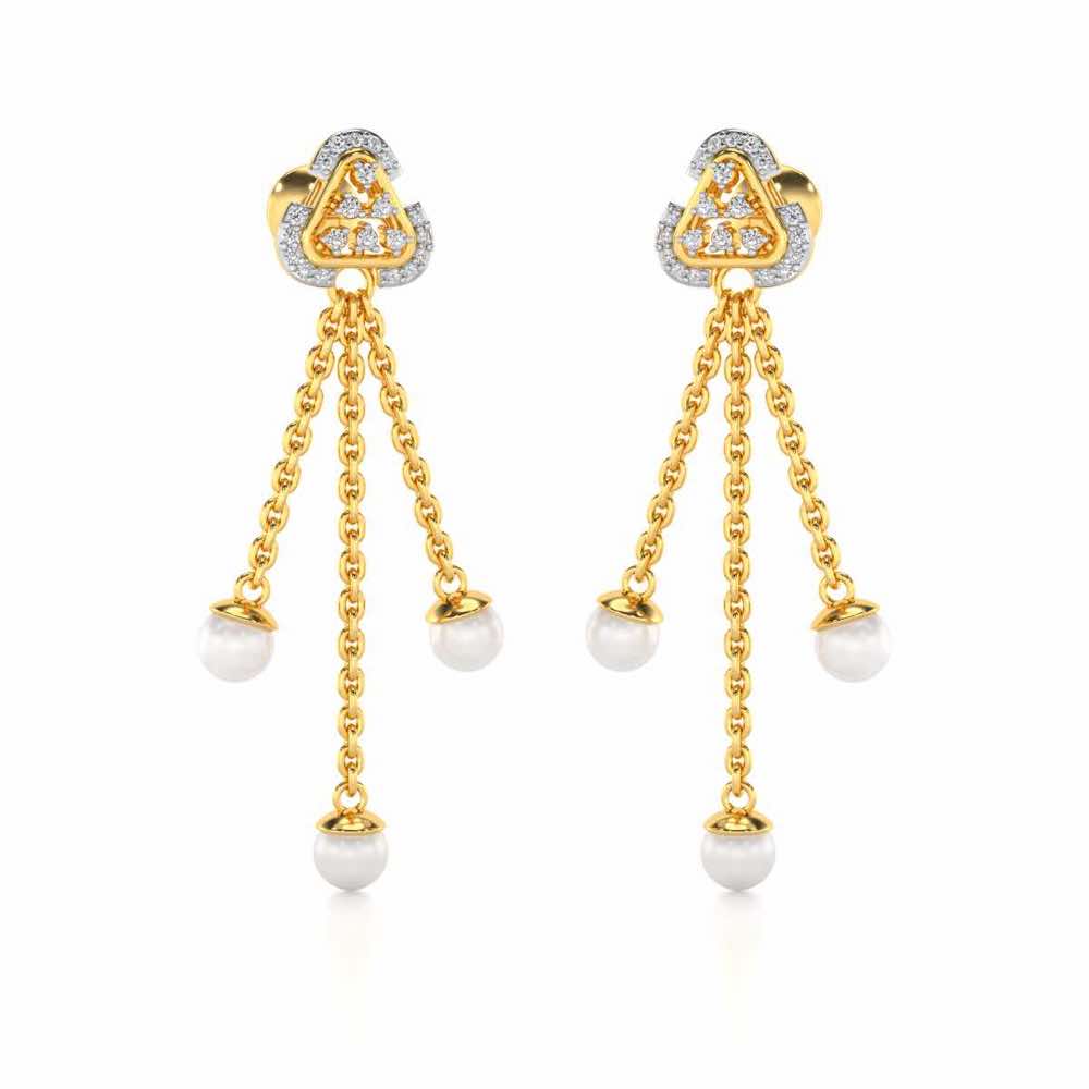 Binge Silver Dangler Earrings - Yellow Gold - Image 2