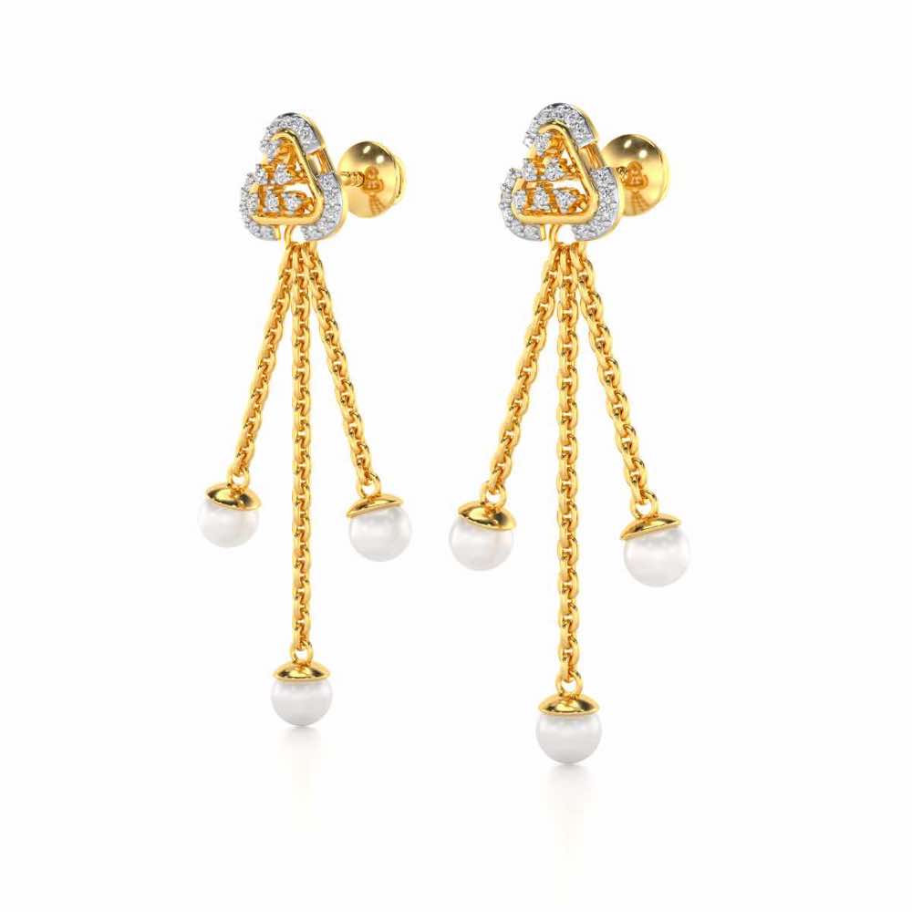 Binge Silver Dangler Earrings - Yellow Gold - Image 3