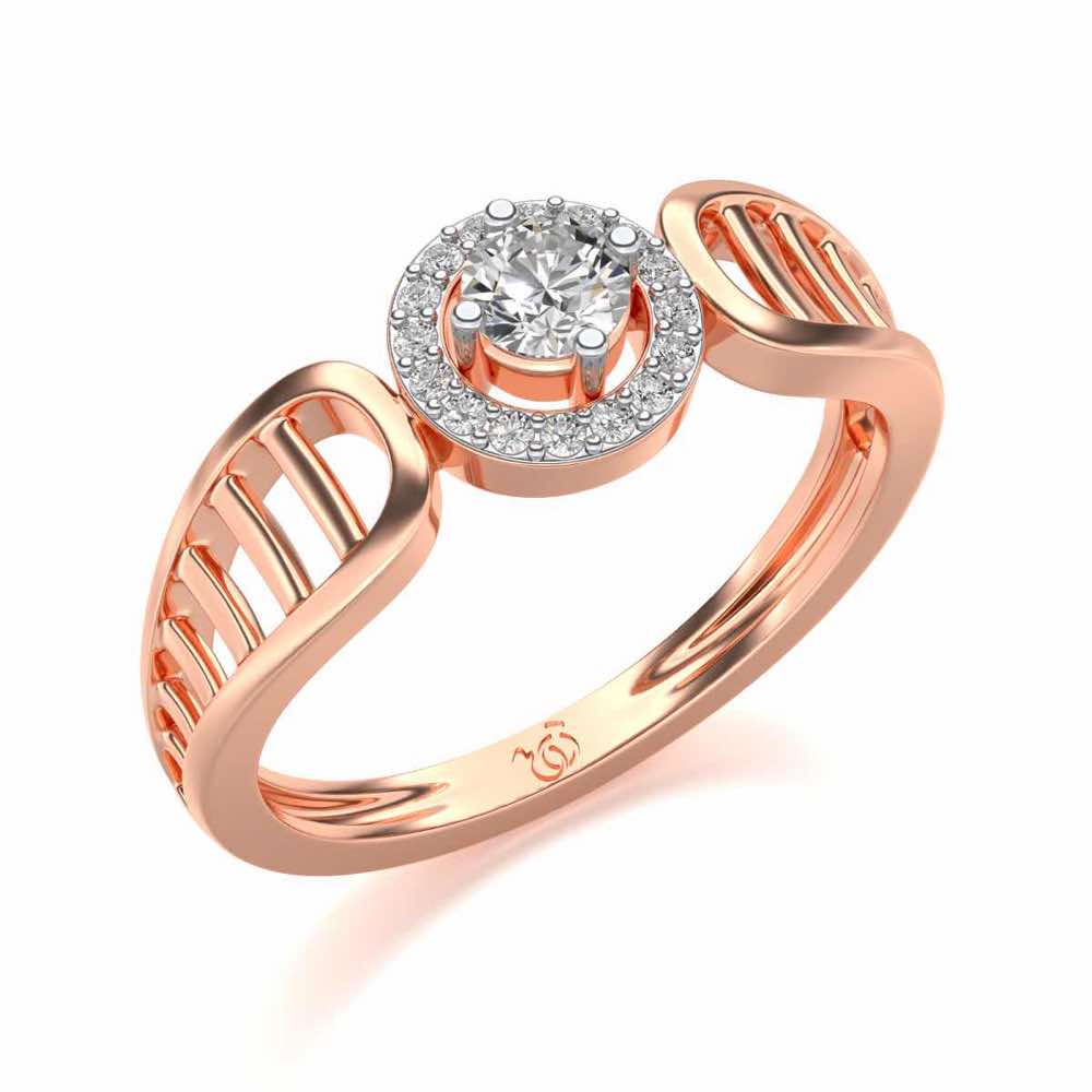 Binge Shine Solitaire Silver Ring - Rose Gold - Image 1