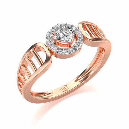 Binge Shine Solitaire Silver Ring - Rose Gold - Image 1