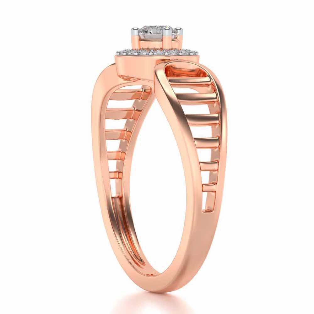 Binge Shine Solitaire Silver Ring - Rose Gold - Image 3
