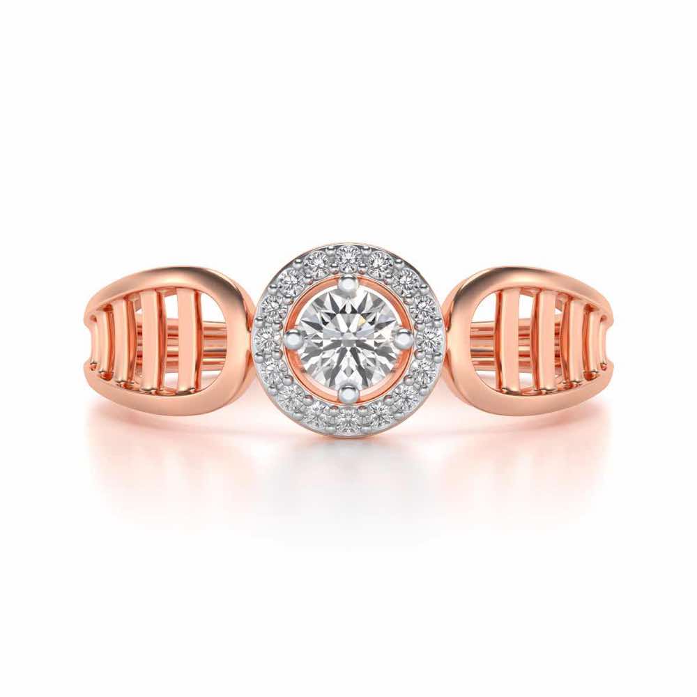 Binge Shine Solitaire Silver Ring - Rose Gold - Image 4