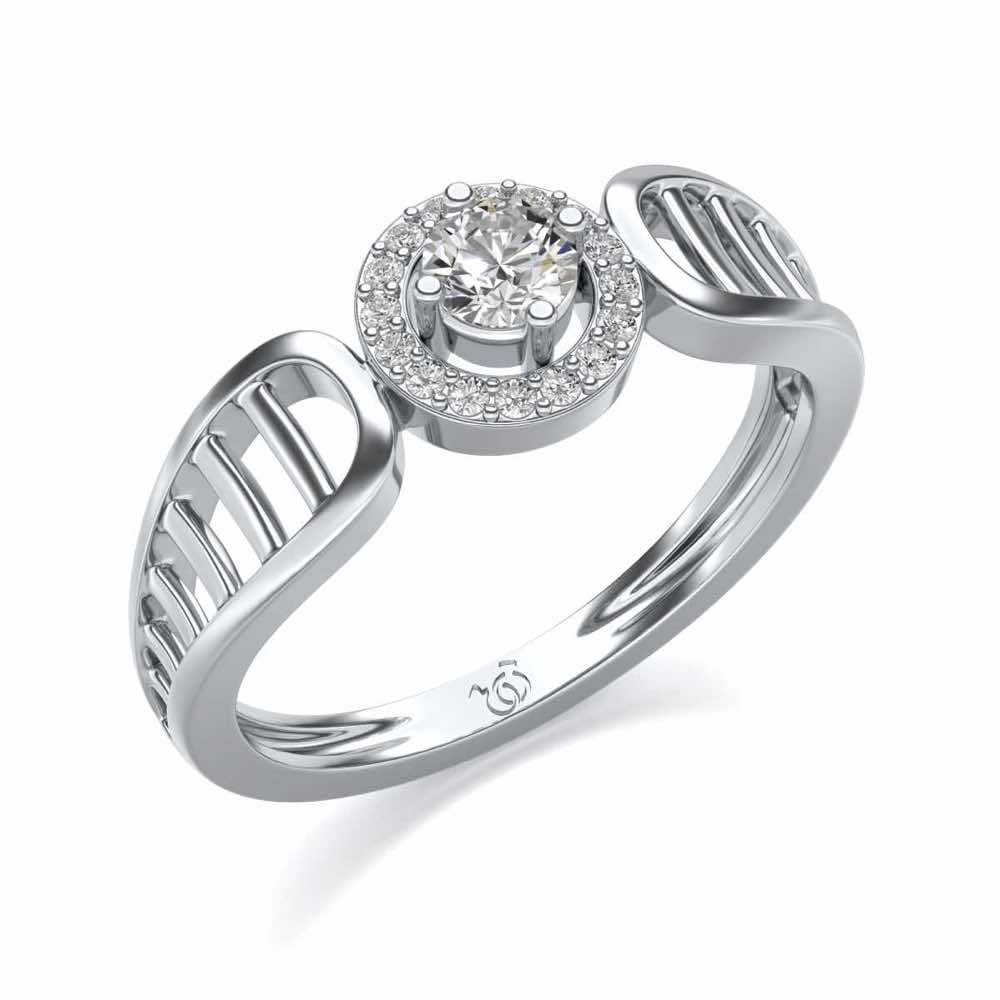 Binge Shine Solitaire Silver Ring - White Gold - Image 1