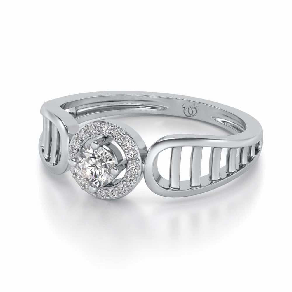 Binge Shine Solitaire Silver Ring - White Gold - Image 2