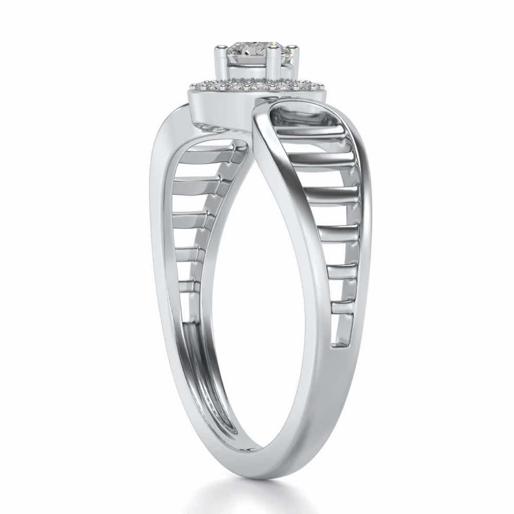 Binge Shine Solitaire Silver Ring - White Gold - Image 3
