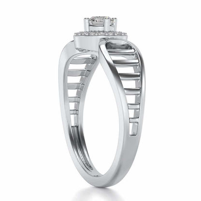 Binge Shine Solitaire Silver Ring - White Gold - Image 3