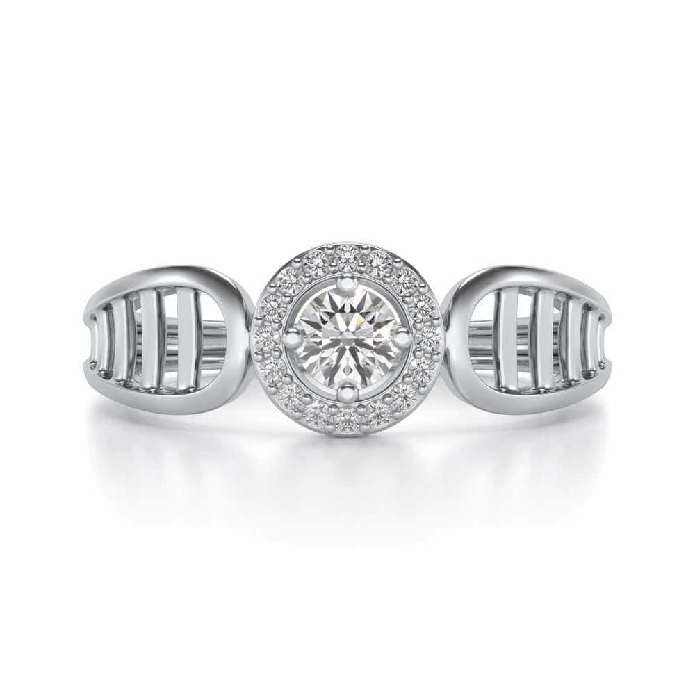 Binge Shine Solitaire Silver Ring - White Gold - Image 4