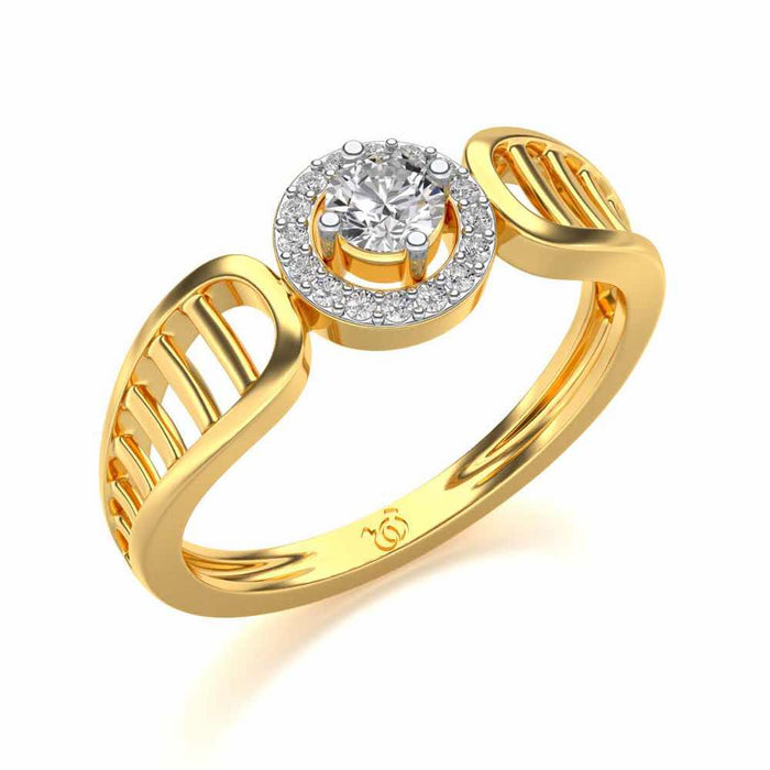Binge Shine Solitaire Silver Ring - Yellow Gold - Image 1