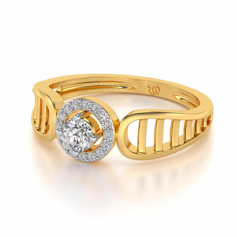 Binge Shine Solitaire Silver Ring - Yellow Gold - Image 2