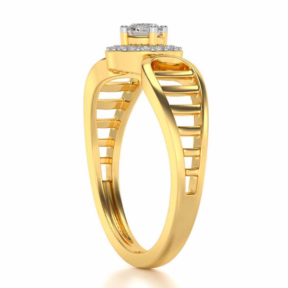 Binge Shine Solitaire Silver Ring - Yellow Gold - Image 3