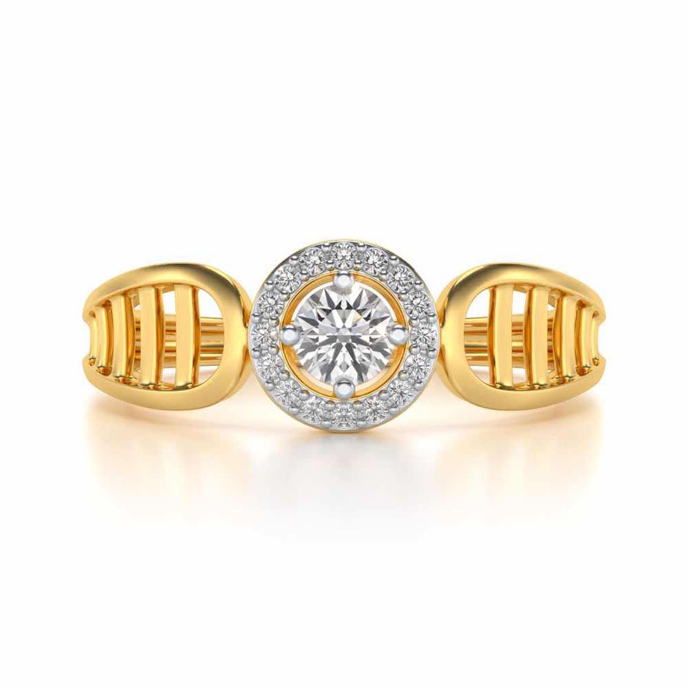 Binge Shine Solitaire Silver Ring - Yellow Gold - Image 4