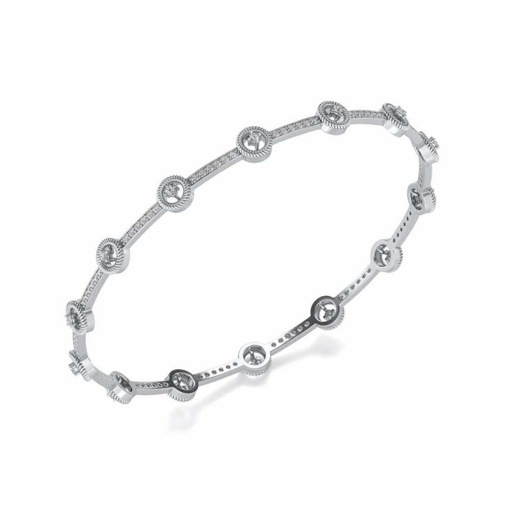 Bird Eye Silver Bangles - White Gold - Image 1
