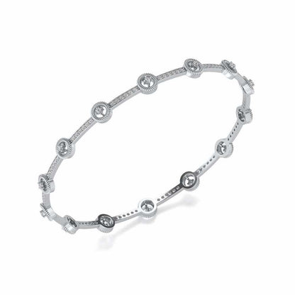 Bird Eye Silver Bangles - White Gold - Image 1