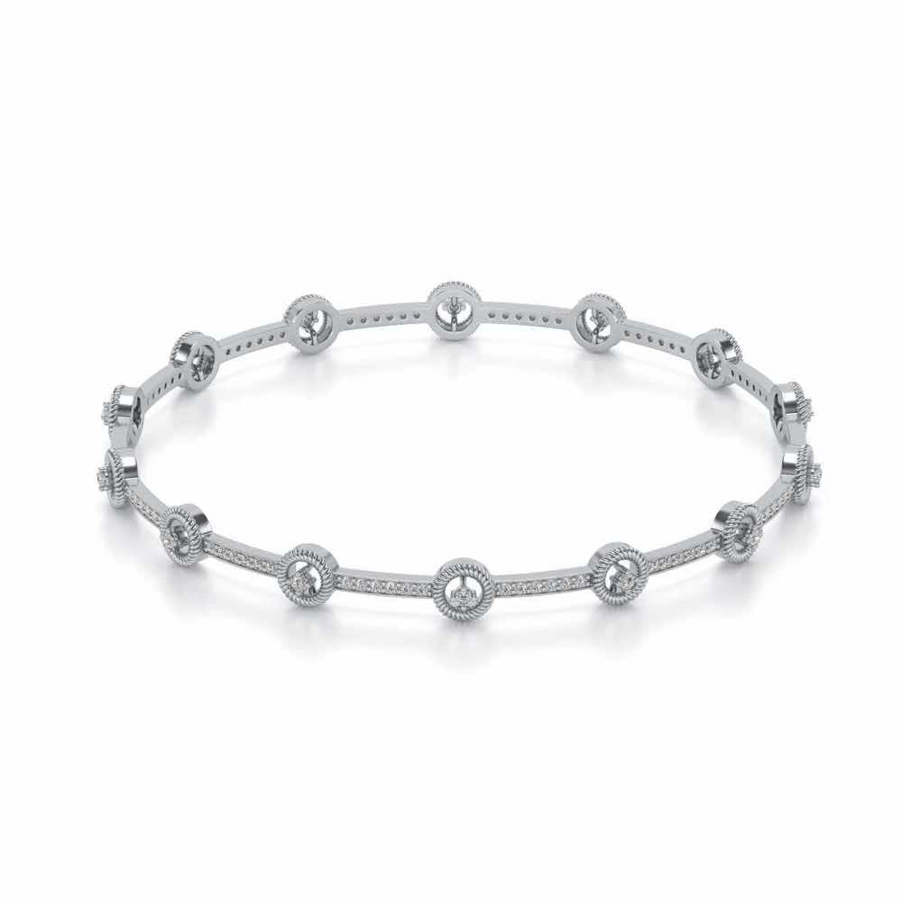 Bird Eye Silver Bangles - White Gold - Image 2