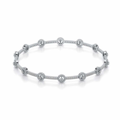Bird Eye Silver Bangles - White Gold - Image 2