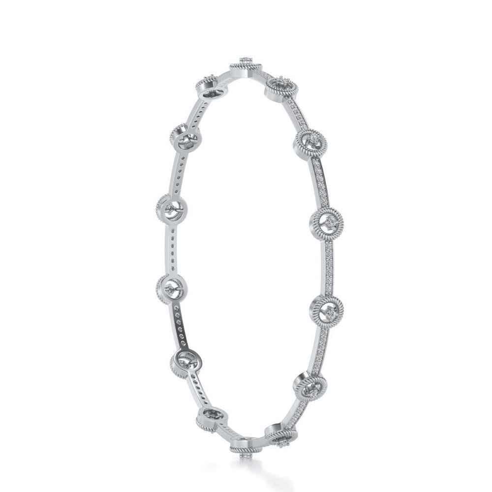Bird Eye Silver Bangles - White Gold - Image 3