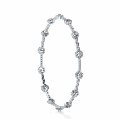 Bird Eye Silver Bangles - White Gold - Image 3