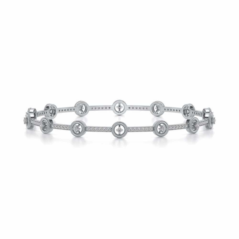 Bird Eye Silver Bangles - White Gold - Image 4