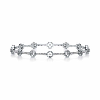 Bird Eye Silver Bangles - White Gold - Image 4