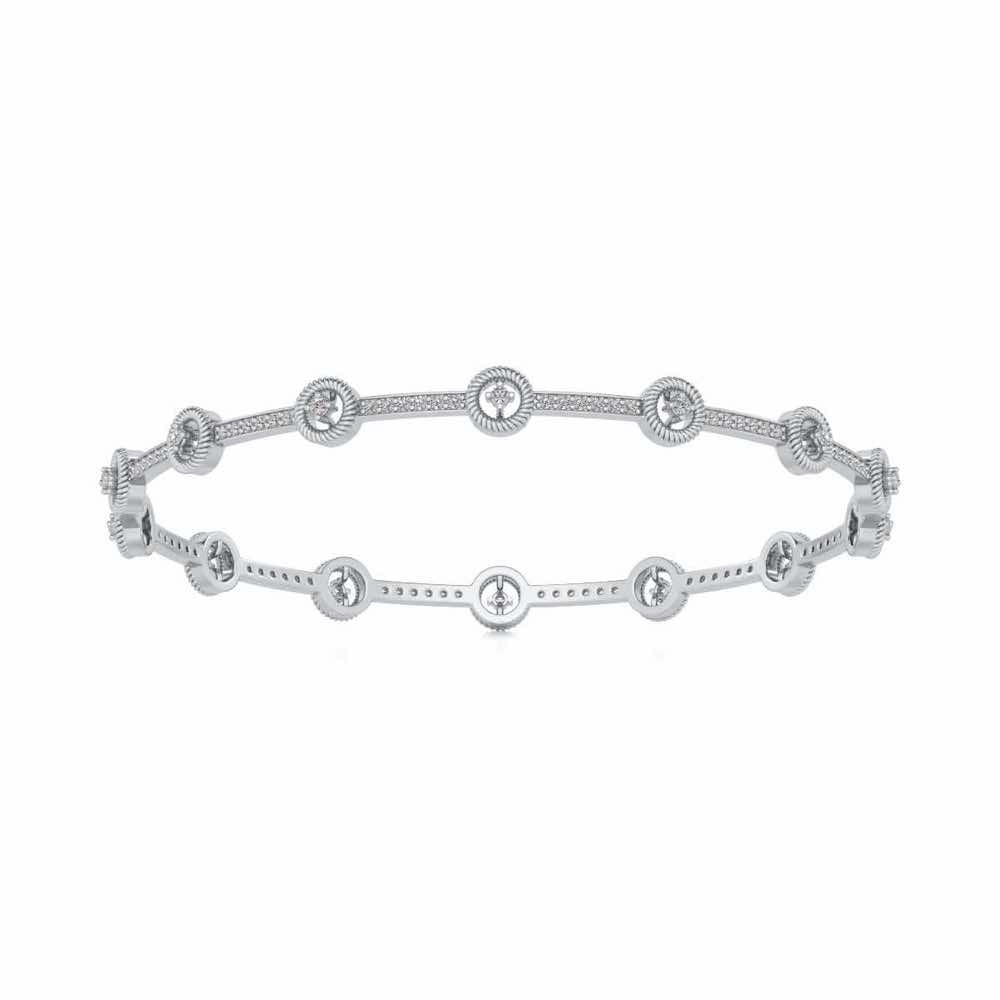 Bird Eye Silver Bangles - White Gold - Image 5