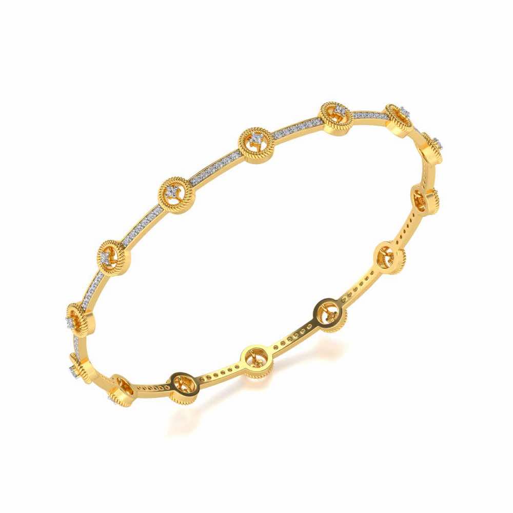 Bird Eye Silver Bangles - Yellow Gold - Image 1