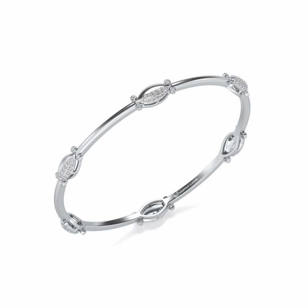 Blanche Silver Bangles - White Gold - Image 1