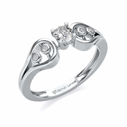 Blatant Beauty Solitaire Silver Ring - White Gold - Image 1