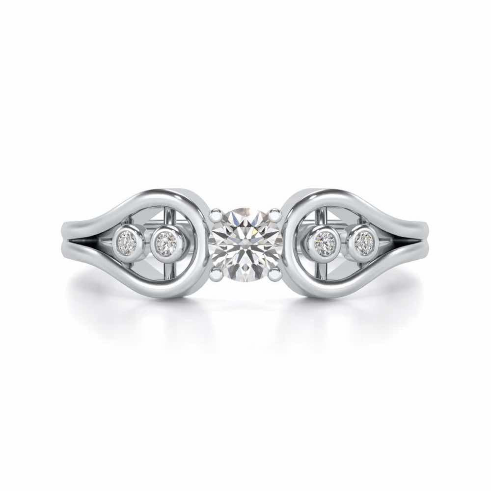 Blatant Beauty Solitaire Silver Ring - White Gold - Image 4