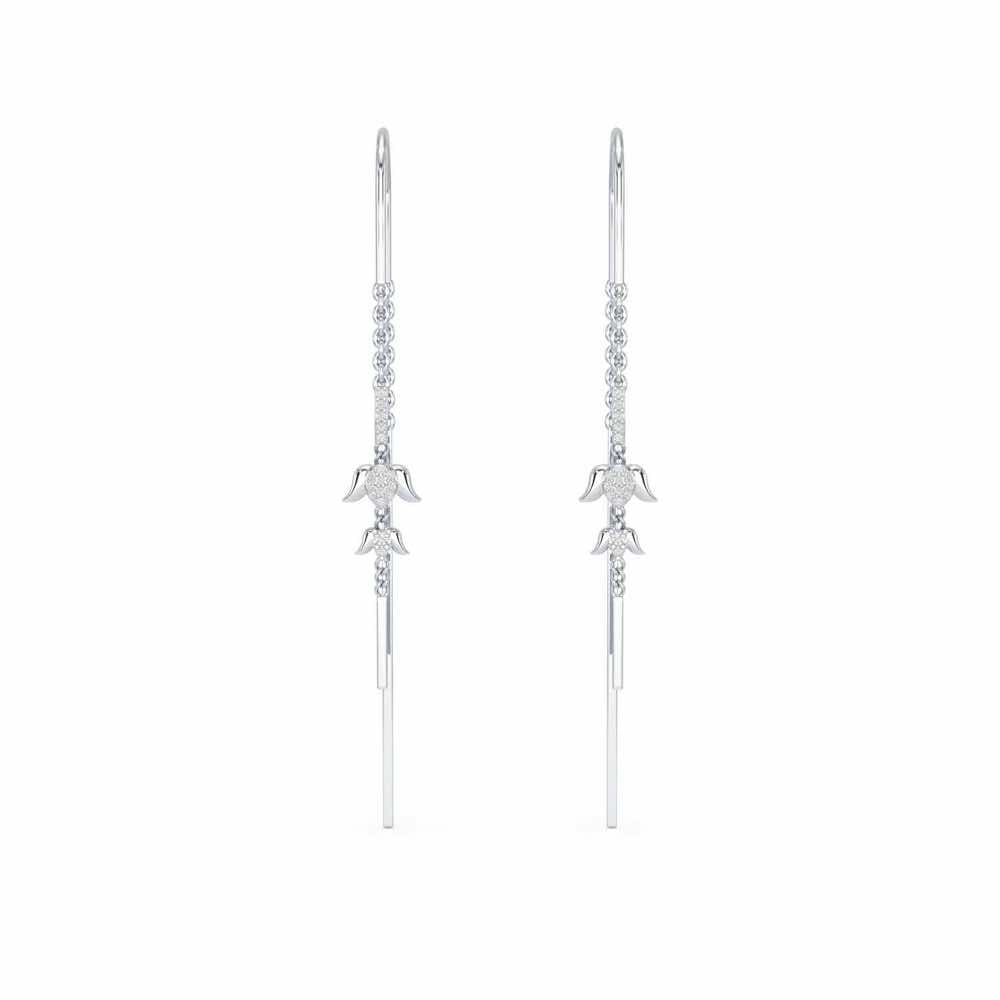 Bless Silver Dangler Earrings - White Gold - Image 1