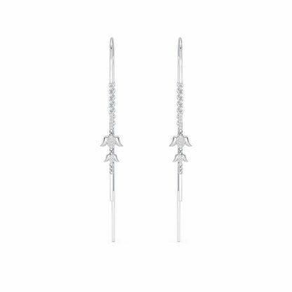 Bless Silver Dangler Earrings - White Gold - Image 1