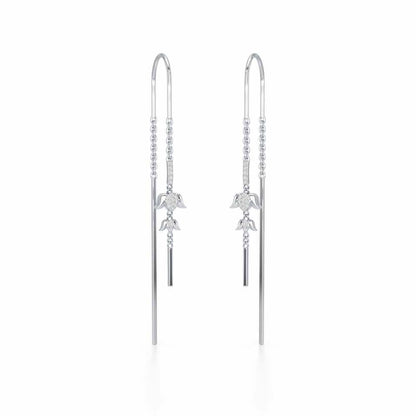 Bless Silver Dangler Earrings - White Gold - Image 2
