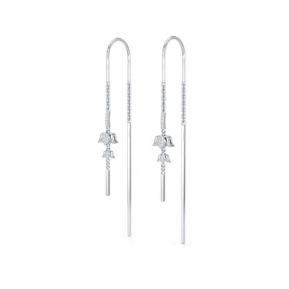 Bless Silver Dangler Earrings - White Gold - Image 3