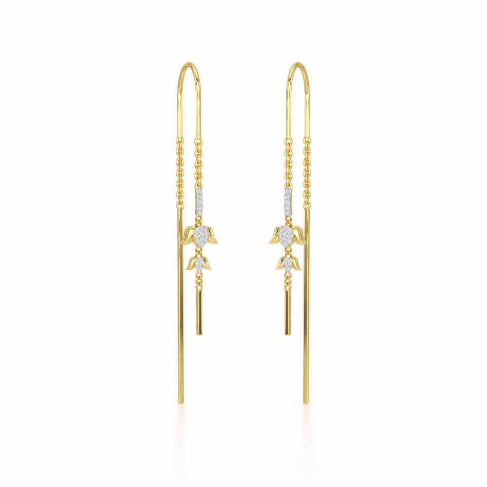 Bless Silver Dangler Earrings - Yellow Gold - Image 2