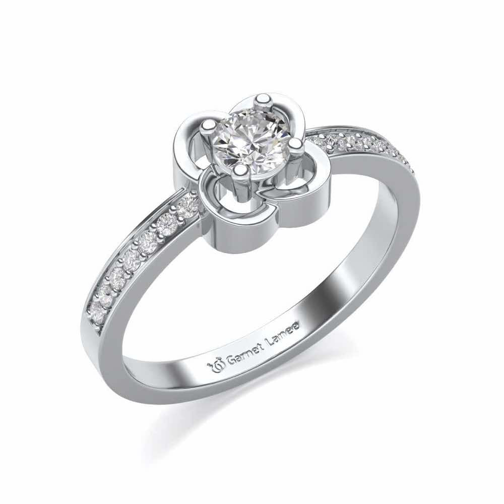 Blessing Solitaire Silver Ring - White Gold - Image 1