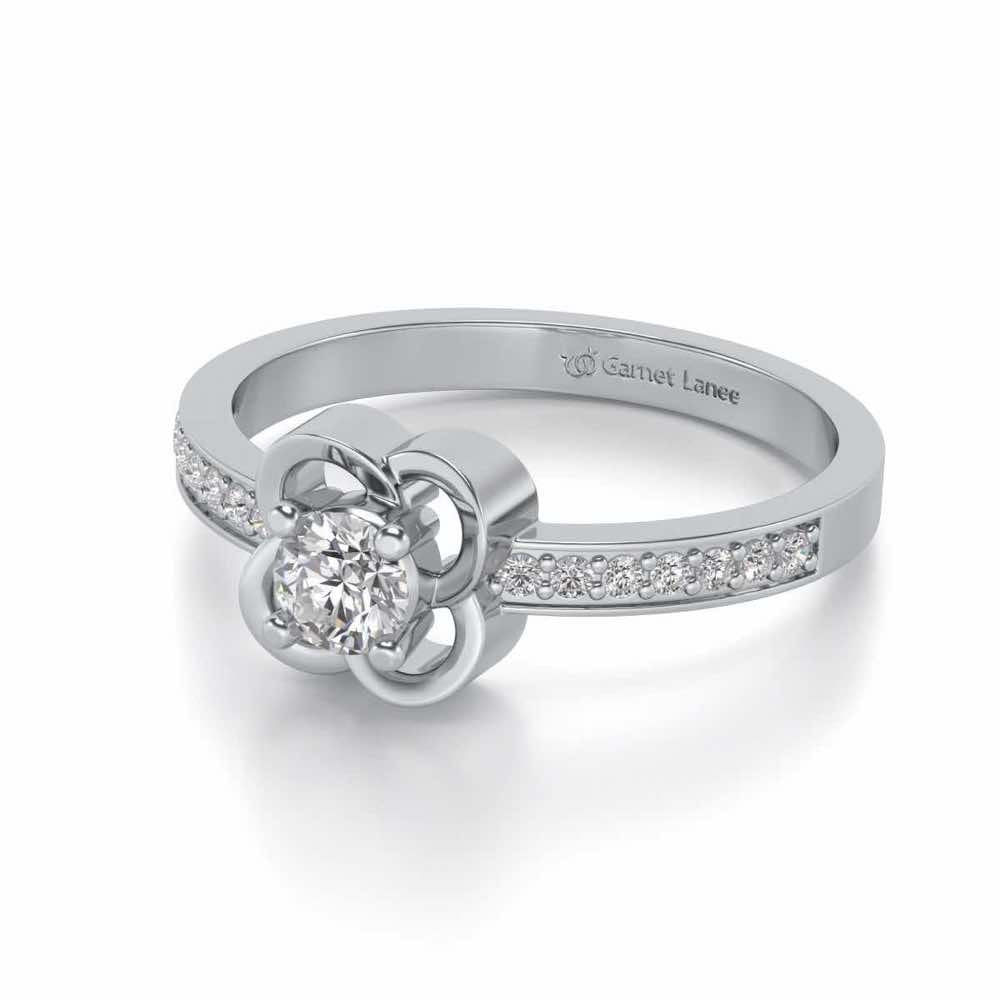 Blessing Solitaire Silver Ring - White Gold - Image 2