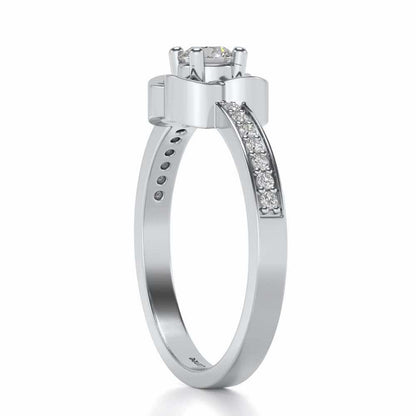 Blessing Solitaire Silver Ring - White Gold - Image 3
