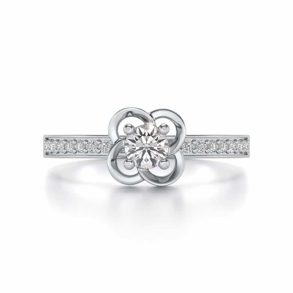 Blessing Solitaire Silver Ring - White Gold - Image 4