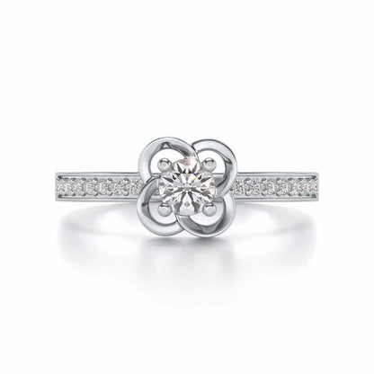 Blessing Solitaire Silver Ring - White Gold - Image 4