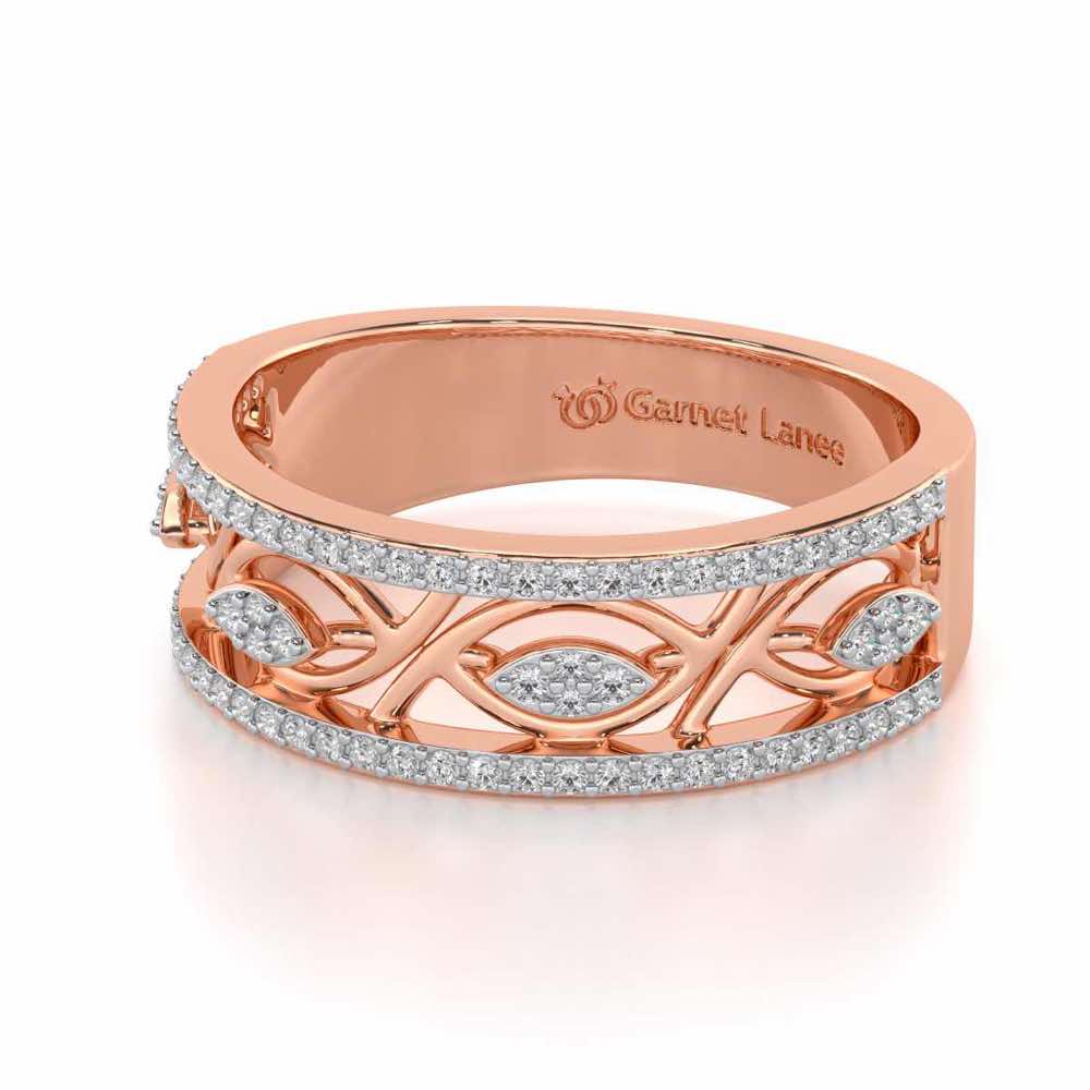 Bling Eye Silver Band Ring - Rose Gold - Image 2