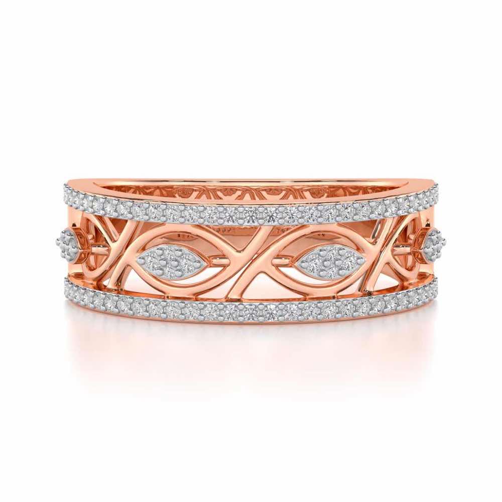 Bling Eye Silver Band Ring - Rose Gold - Image 4