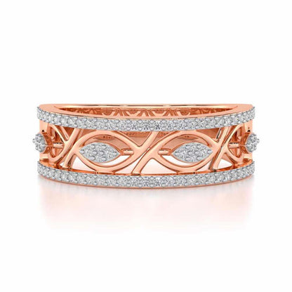 Bling Eye Silver Band Ring - Rose Gold - Image 4