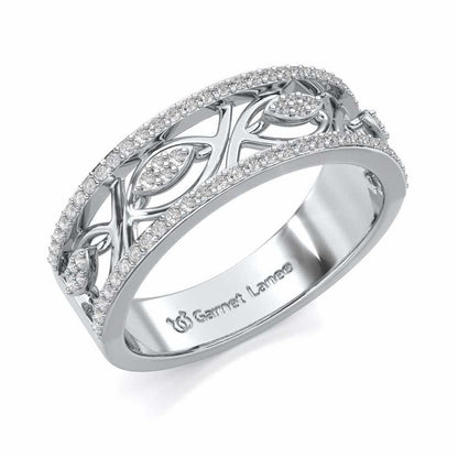 Bling Eye Silver Band Ring - White Gold - Image 1