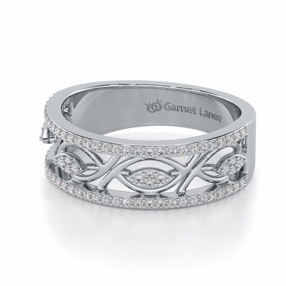 Bling Eye Silver Band Ring - White Gold - Image 2